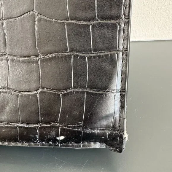 BEIS Large Work Tote Black Crocodile 14.5” x 11” Vegan Leather Zip Closure - Picture 4 of 15